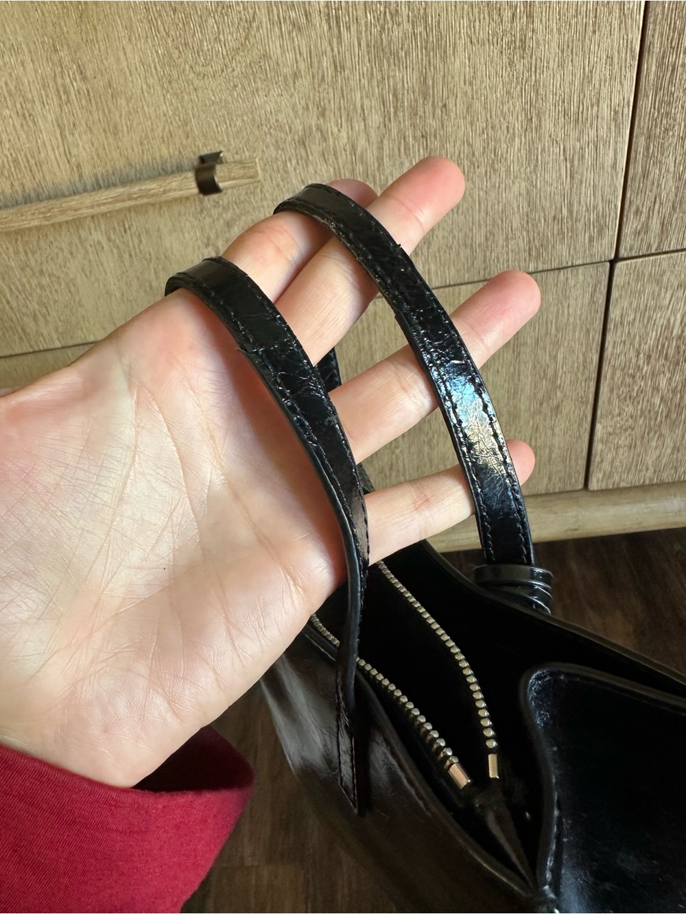 Marc Jacobs Black Patent Leather Tote with Silver Eyelet Trim - Picture 7 of 9